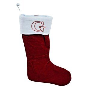 Holiday Home Monogrammed G Red and White 16 Inch Christmas Stocking New